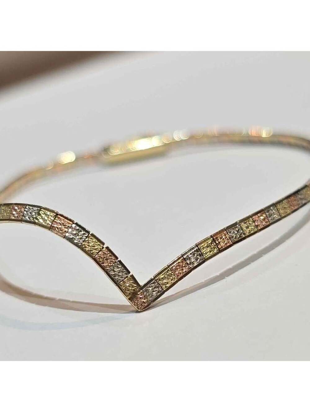 Vintage 14K Italian Tri-Color Solid Gold Bracelet  7,25" 4.6g